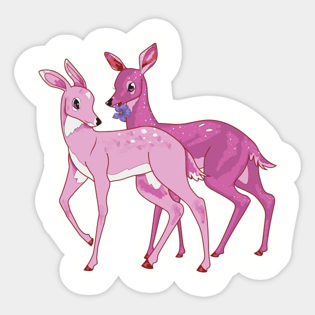 Pink Doe Couple | Lesbian Pride Deer Sticker by GeorgiaGoddard